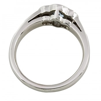 18ct white gold Aquamarine / Diamond 3 stone Ring size J
